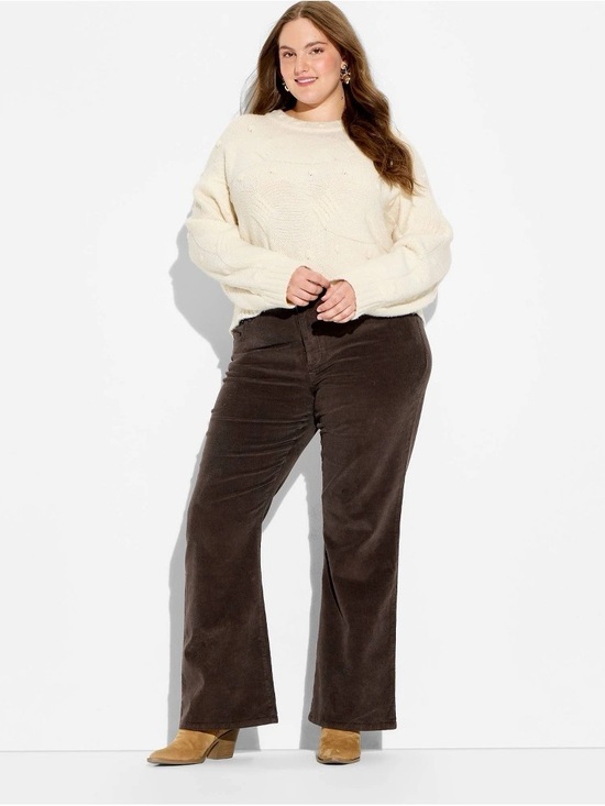 wild fable Sweaters - wild fable Ivory Cable-Knit Crewneck Sweater b168